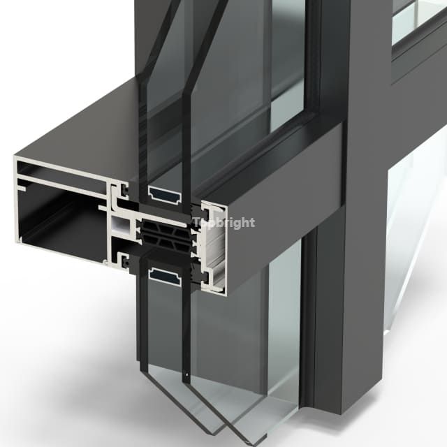 Système de mur-rideau à meneaux/traverses à isolation thermique élevée de 50 mm de largeur de face TB 50FCW