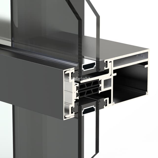 Système de mur-rideau à meneau/traverse à rupture de pont thermique de 65 mm de largeur de face TB 65FCW