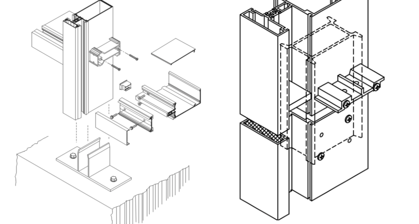 Mur-rideau en verre commercial pour projet de construction externe TP-CW-UT008