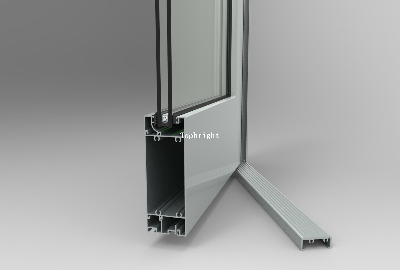 Porte battante en verre à un seul panneau à rupture de pont thermique en aluminium série 50 TP-D-CM003